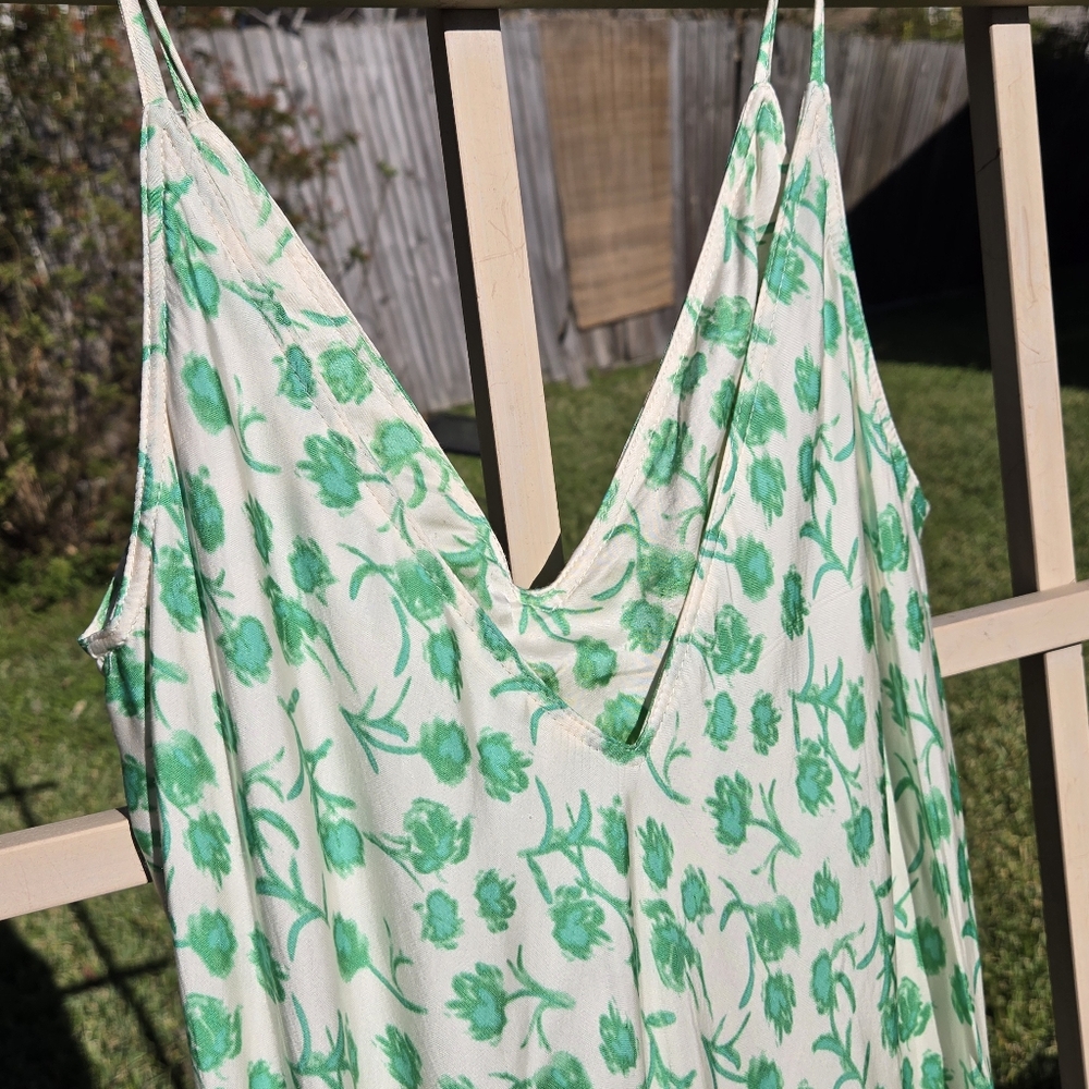 Zara Green Silky Slip Dress Maxi XS - Picture 8 of 11